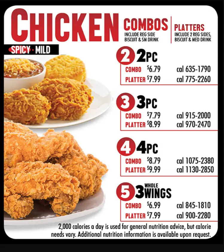 Popeyes Combos Menu 